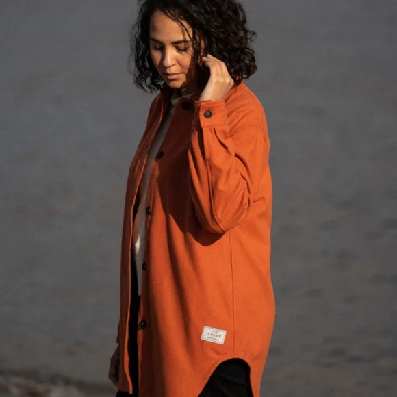 Women's Orange Painters Coat - Anián - Picture 2 of 6